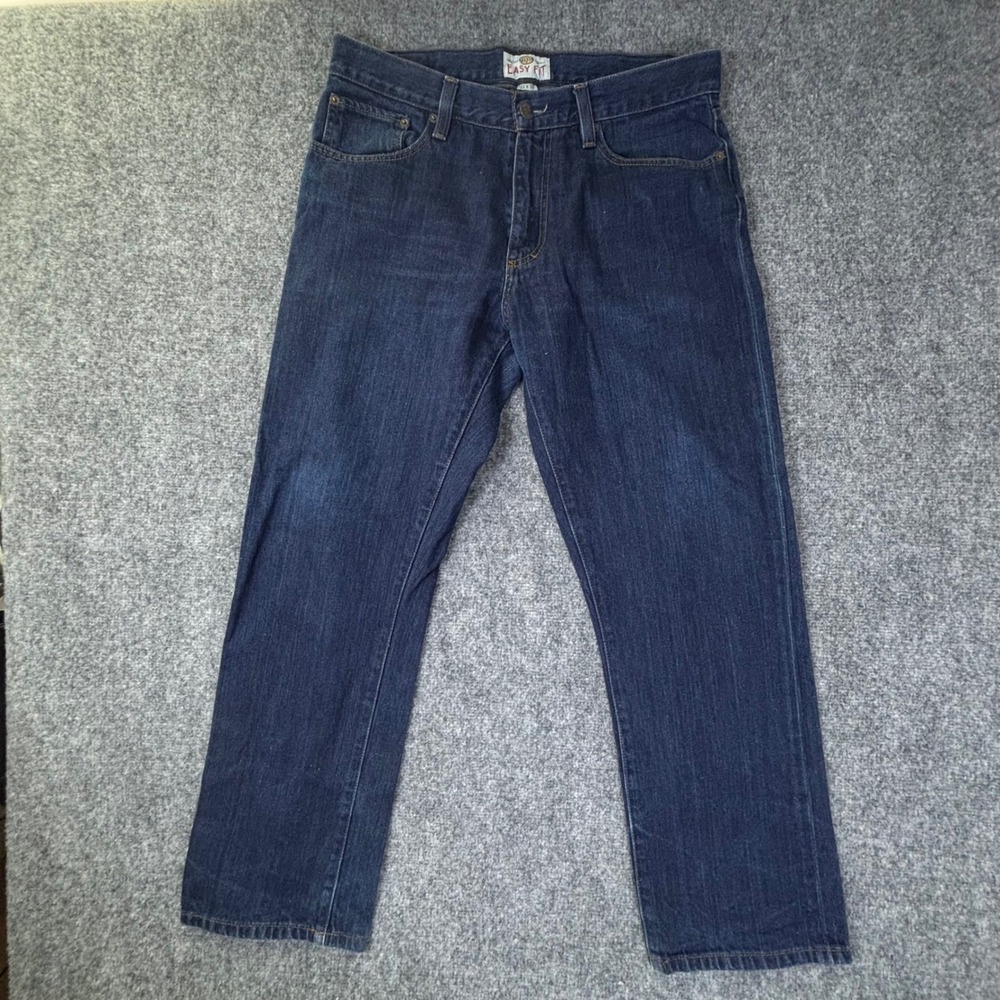 Fossil Mens Easy Fit Dark Wash Straight Leg Denim Jeans 33x30 Blue Cotton Mens
